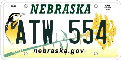 NE license plate ATW554