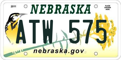NE license plate ATW575