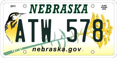 NE license plate ATW578