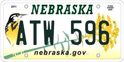 NE license plate ATW596
