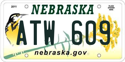 NE license plate ATW609