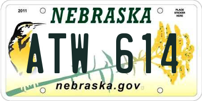NE license plate ATW614