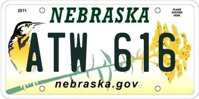 NE license plate ATW616