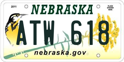 NE license plate ATW618