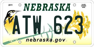 NE license plate ATW623