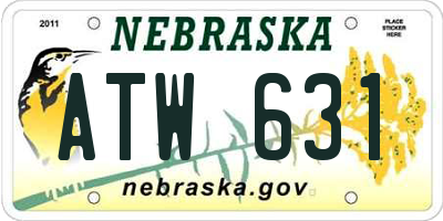 NE license plate ATW631
