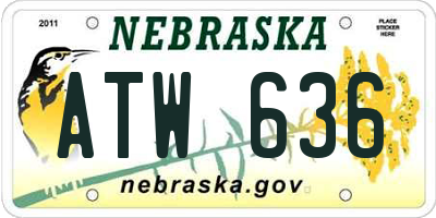 NE license plate ATW636