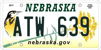 NE license plate ATW639