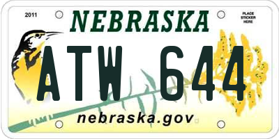 NE license plate ATW644