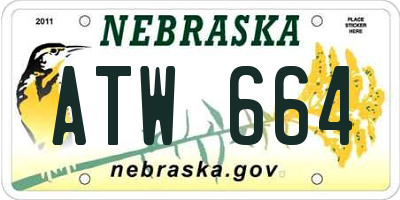 NE license plate ATW664