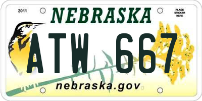 NE license plate ATW667