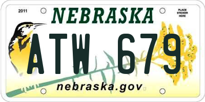 NE license plate ATW679