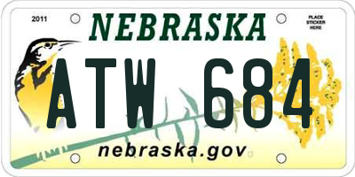 NE license plate ATW684