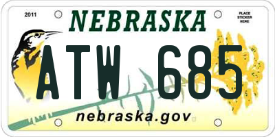NE license plate ATW685