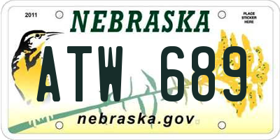 NE license plate ATW689