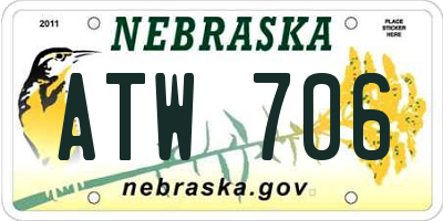 NE license plate ATW706