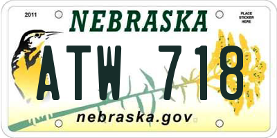 NE license plate ATW718