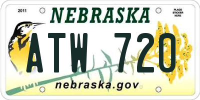 NE license plate ATW720