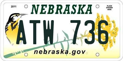 NE license plate ATW736