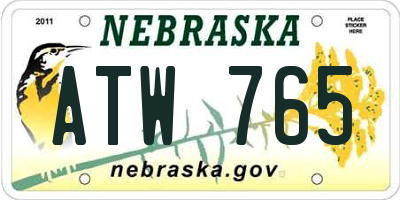 NE license plate ATW765