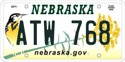 NE license plate ATW768