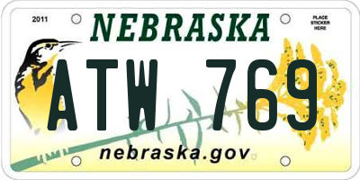 NE license plate ATW769