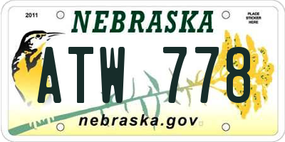 NE license plate ATW778