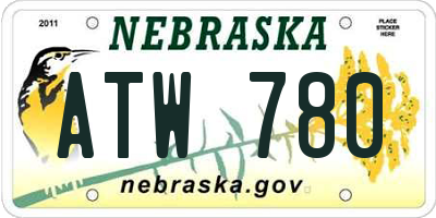 NE license plate ATW780
