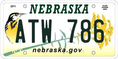 NE license plate ATW786