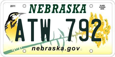 NE license plate ATW792