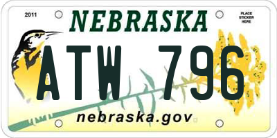 NE license plate ATW796