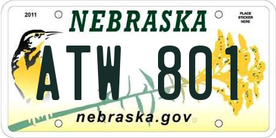 NE license plate ATW801