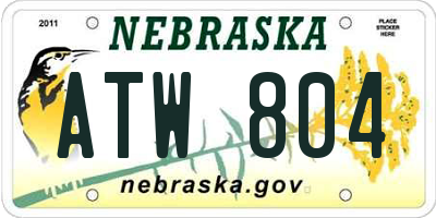 NE license plate ATW804