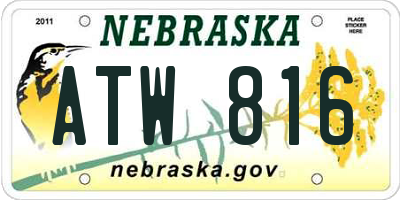 NE license plate ATW816