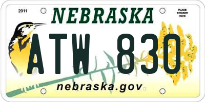 NE license plate ATW830