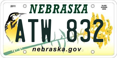 NE license plate ATW832