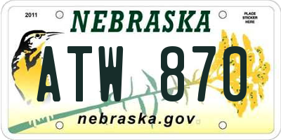 NE license plate ATW870
