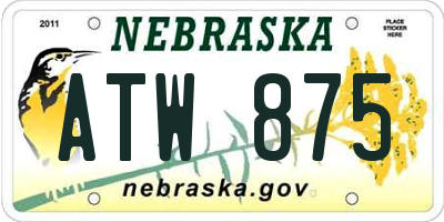 NE license plate ATW875
