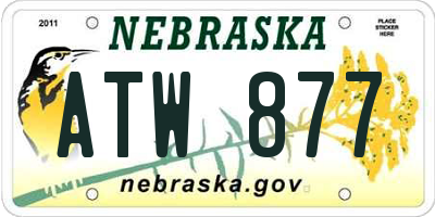 NE license plate ATW877