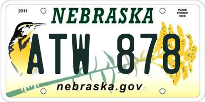 NE license plate ATW878