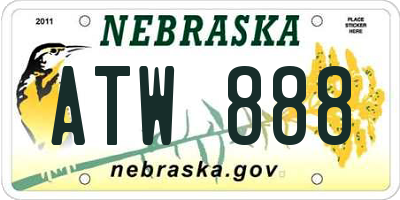 NE license plate ATW888