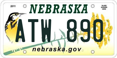 NE license plate ATW890