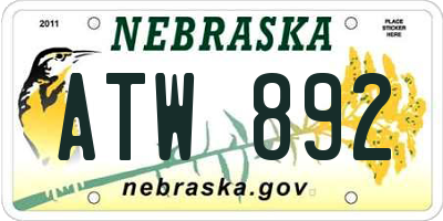 NE license plate ATW892