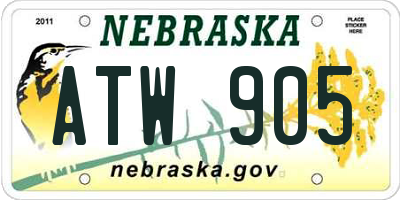 NE license plate ATW905