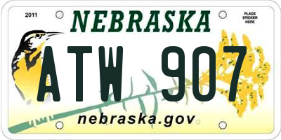 NE license plate ATW907