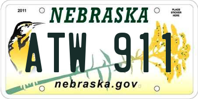 NE license plate ATW911