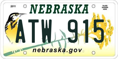 NE license plate ATW915