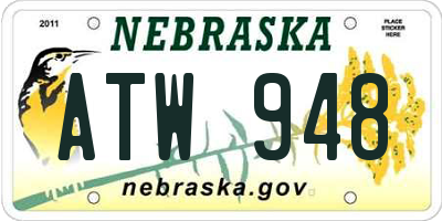 NE license plate ATW948