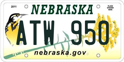 NE license plate ATW950