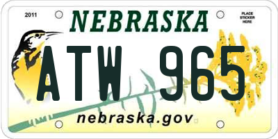 NE license plate ATW965